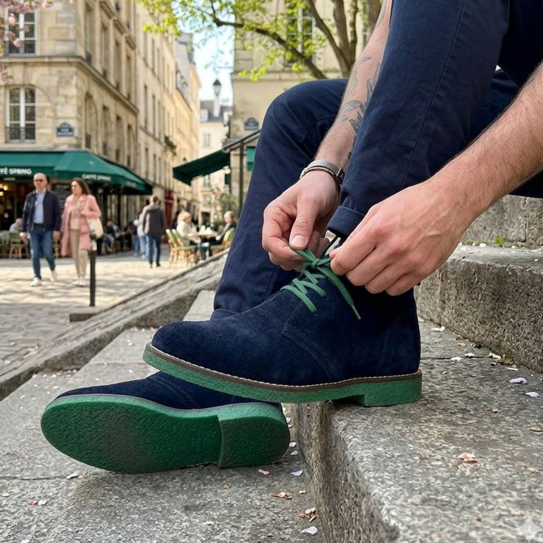 Polacchine scamosciate blu verdi - Juri