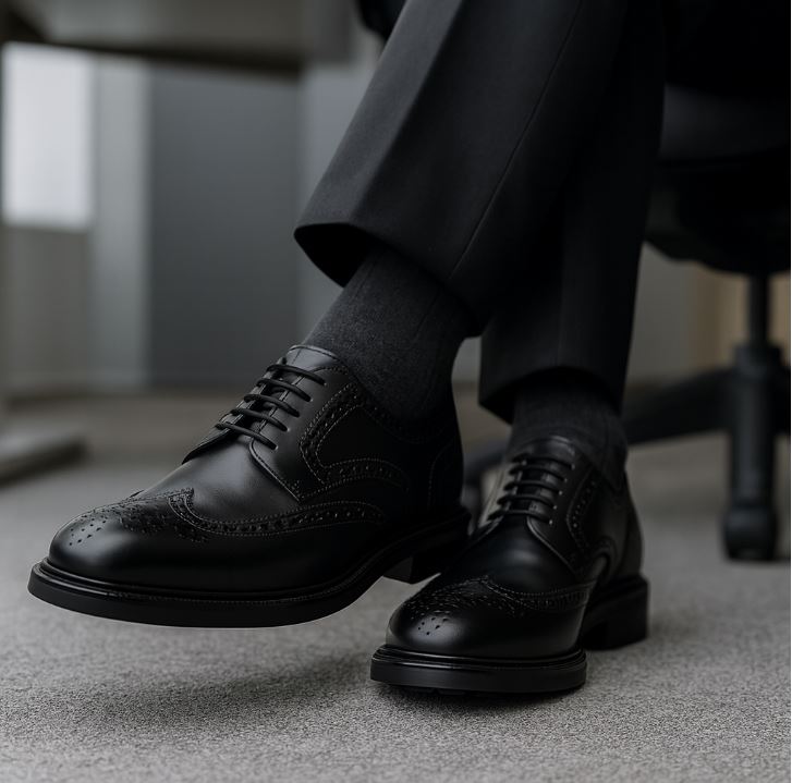 Scarpe Brogue in pelle nera - Alfonso
