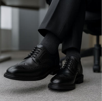 Scarpe Brogue in pelle nera - Alfonso