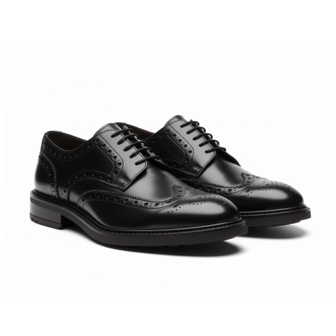 Scarpe Brogue in pelle nera - Alfonso