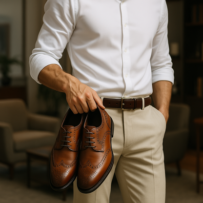 Elegante Schnur in braunem Leder - Ludovico