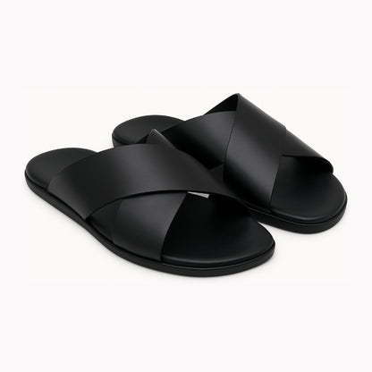 Schwarzer Kreuzgurt Sandalen - Umberto