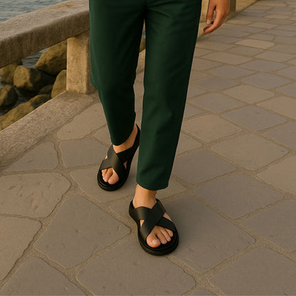 Schwarzer Kreuzgurt Sandalen - Umberto