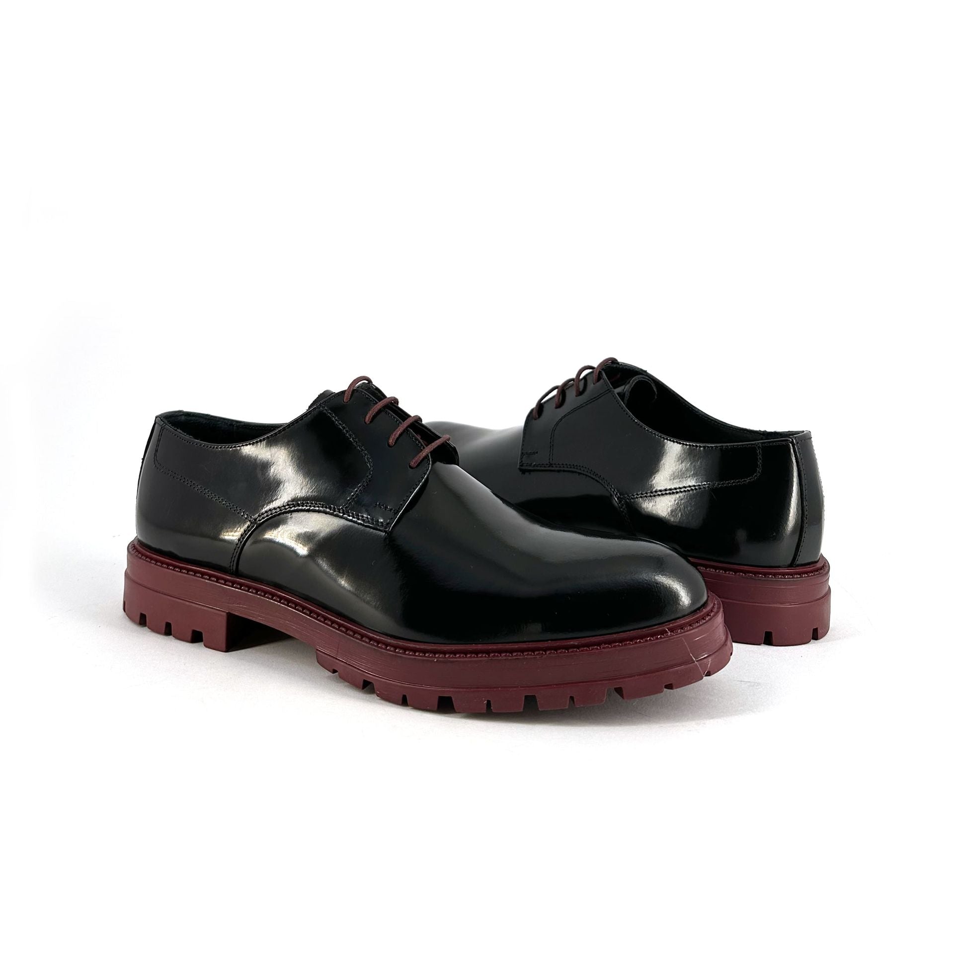 Chaussures d hiver en cuir noir pour hommes Italo Black Bordeaux