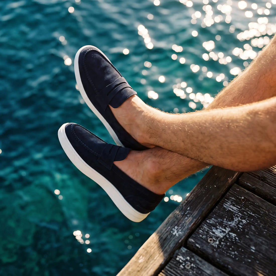 Blue suede moccasins - Enea
