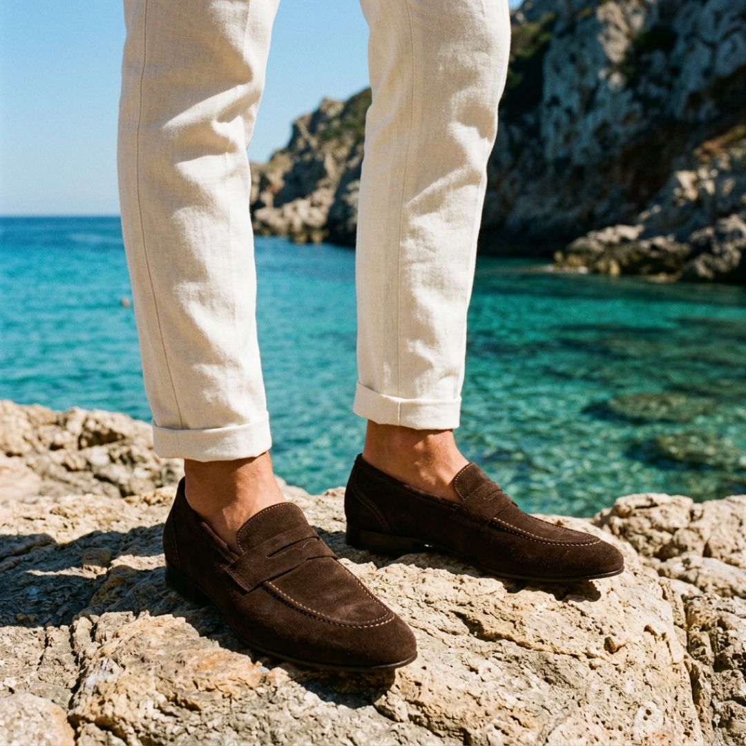 Mocassini Uomo in camoscio marrone - Mario