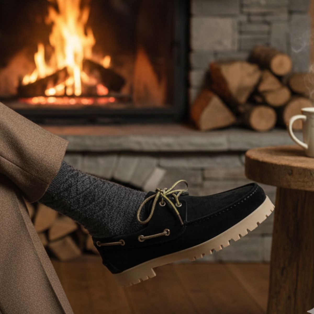 Mocassini invernali in camoscio nero - Timberio